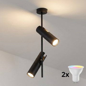 Brilagi - LED RGBW zatemljiv lestenec na drogu BRANCH 2xGU10/6,5W/230V 2700-6500K črna