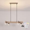 Brilagi - LED RGBW Zatemljiv lestenec na kablu SELE 4xGU10/6,5W/230V 2700-6500K bež