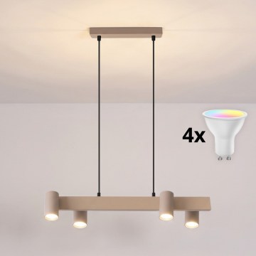 Brilagi - LED RGBW Zatemljiv lestenec na kablu SELE 4xGU10/6,5W/230V 2700-6500K bež