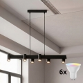 Brilagi - LED RGBW Zatemljiv lestenec na kablu SELE 6xGU10/6,5W/230V 2700-6500K črna + daljinsko upravljanje
