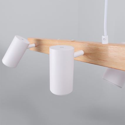 Brilagi - LED RGBW zatemljiv obesni lestenec na kablu SELE 6xGU10/6,5W/230V 2700-6500K bela/hrastov dekor + daljinski upravljalnik
