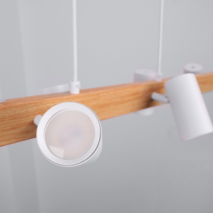 Brilagi - LED RGBW zatemljiv obesni lestenec na kablu SELE 6xGU10/6,5W/230V 2700-6500K bela/hrastov dekor + daljinski upravljalnik