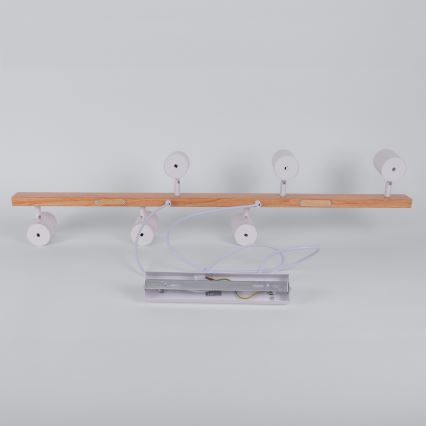 Brilagi - LED RGBW zatemljiv obesni lestenec na kablu SELE 6xGU10/6,5W/230V 2700-6500K bela/hrastov dekor + daljinski upravljalnik