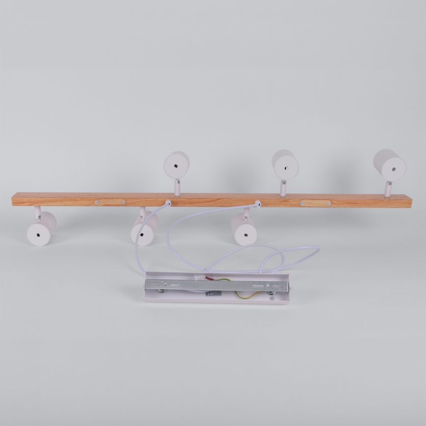 Brilagi - LED RGBW zatemljiv obesni lestenec na kablu SELE 6xGU10/6,5W/230V 2700-6500K bela/hrastov dekor + daljinski upravljalnik