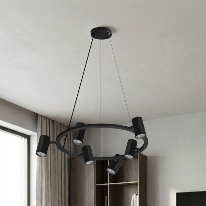 Brilagi - LED RGBW zatemnljiv viseči lestenec na kablu SELE 6xGU10/6,5W/230V 2700-6500K črna + daljinski upravljalnik