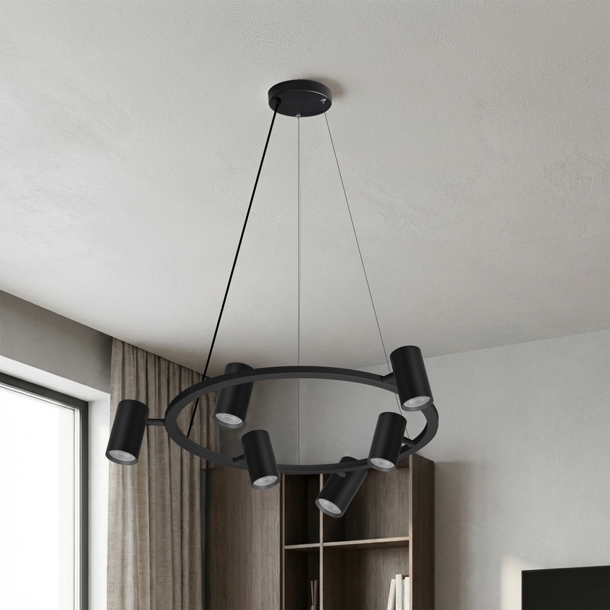 Brilagi - LED RGBW zatemnljiv viseči lestenec na kablu SELE 6xGU10/6,5W/230V 2700-6500K črna + daljinski upravljalnik