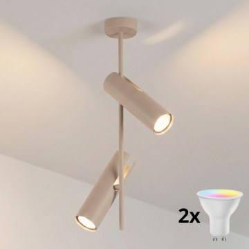 Brilagi - LED RGBW zatemljiv lestenec na palici BRANCH 2xGU10/6,5W/230V 2700-6500K bež