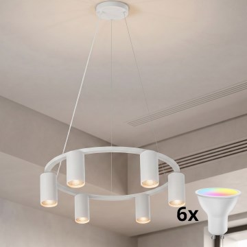 Brilagi - LED RGBW Zatemljiv lestenec na žici SELE 6xGU10/6,5W/230V 2700-6500K bela + daljinski upravljalnik