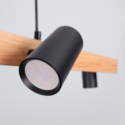 Brilagi - LED RGBW zatemljiv lestenec na kablu SELE 6xGU10/6,5W/230V 2700-6500K črna/dekor hrasta + daljinski upravljalnik