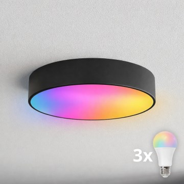 BRILAGI - LED RGBW zatemnjevalna kopalniška stropna svetilka CLARE 3xE27/12W/230V 2700-6500K premer 40 cm IP54 črna