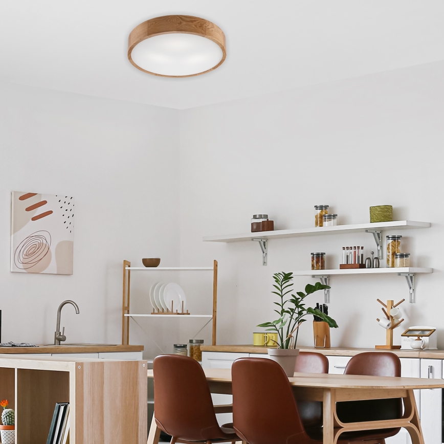Brilagi - LED RGBW zatemnjevalno stropno svetilo CARVALHO 3xE27/15W/230V 2700-6500K Wi-Fi hrast, premer 47,5 cm