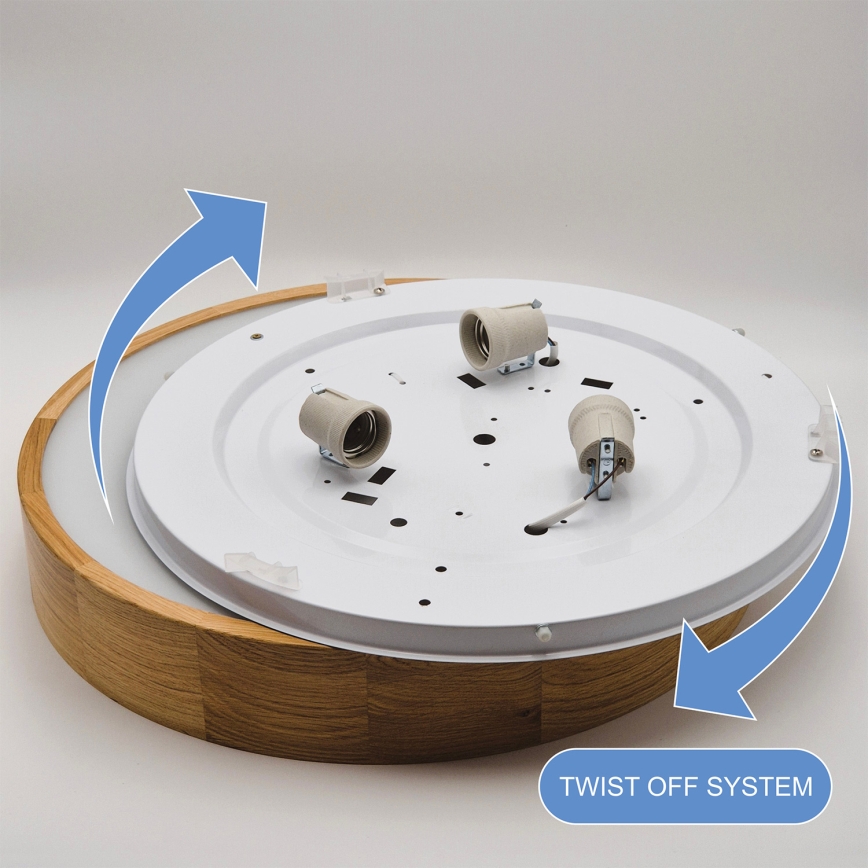 Brilagi - LED RGBW zatemnjevalno stropno svetilo CARVALHO 3xE27/15W/230V 2700-6500K Wi-Fi hrast, premer 47,5 cm