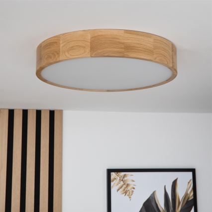 Brilagi - LED RGBW zatemnjevalno stropno svetilo CARVALHO 3xE27/9W/230V 2700-6500K Wi-Fi hrast, premer 47,5 cm