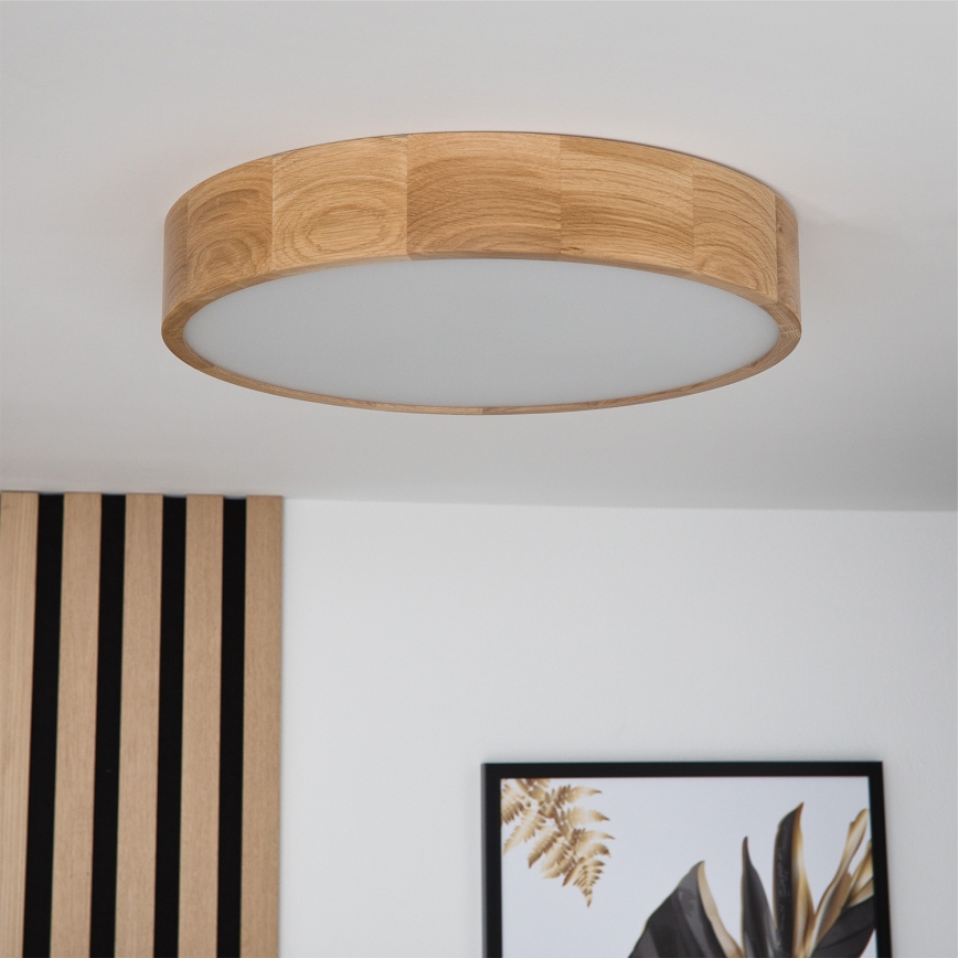 Brilagi - LED RGBW zatemnjevalno stropno svetilo CARVALHO 3xE27/9W/230V 2700-6500K Wi-Fi hrast, premer 47,5 cm