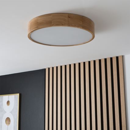 Brilagi - LED RGBW zatemnjevalno stropno svetilo CARVALHO 3xE27/9W/230V 2700-6500K Wi-Fi hrast, premer 47,5 cm