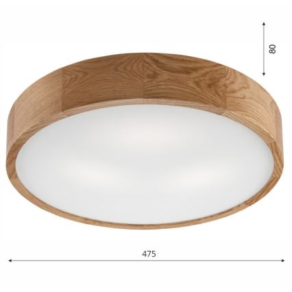 Brilagi - LED RGBW zatemnjevalno stropno svetilo CARVALHO 3xE27/9W/230V 2700-6500K Wi-Fi hrast, premer 47,5 cm