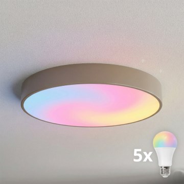 BRILAGI - LED RGBW zatemnjevalna stropna svetilka CLARE 5xE27/12W/230V 2700-6500K premer 60 cm bež