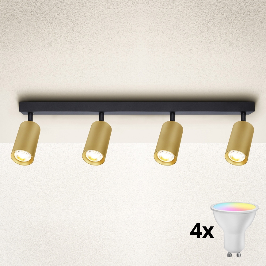 Brilagi - LED RGBW zatemnjevalna točkovna svetilka SELE GOLDEN 4xGU10/6,5W/230V 2700-6500K črna/zlata