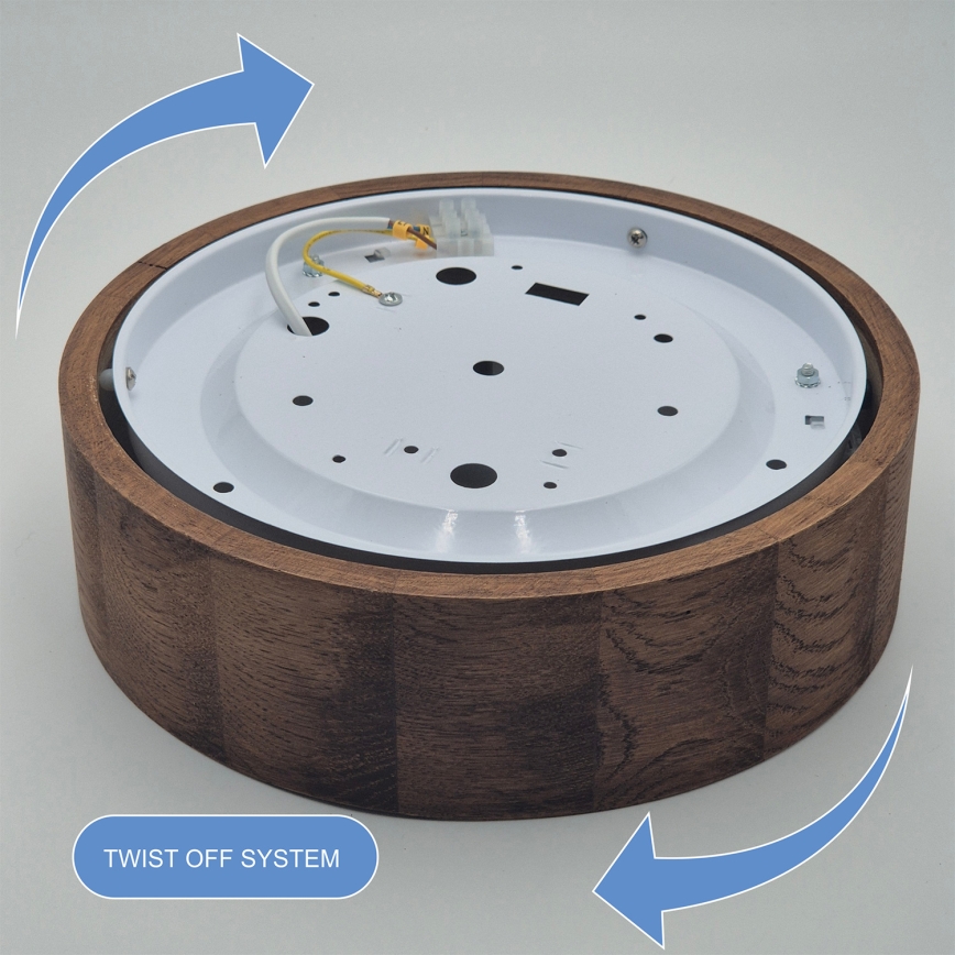Brilagi - LED RGBW zatemnjiva stropna svetilka CARVALHO 1xE27/15W/230V 2700-6500K Wi-Fi hrast, premer 27,5 cm