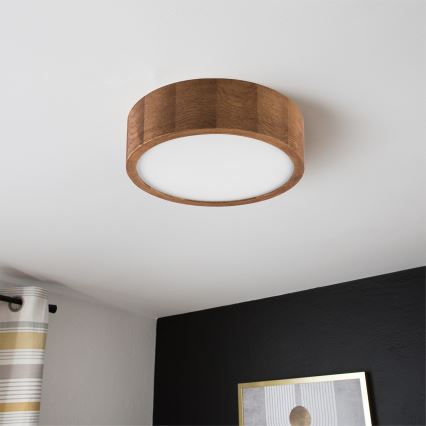 Brilagi - LED RGBW zatemnjiva stropna svetilka CARVALHO 1xE27/9W/230V 2700-6500K Wi-Fi hrast, premer 27,5 cm