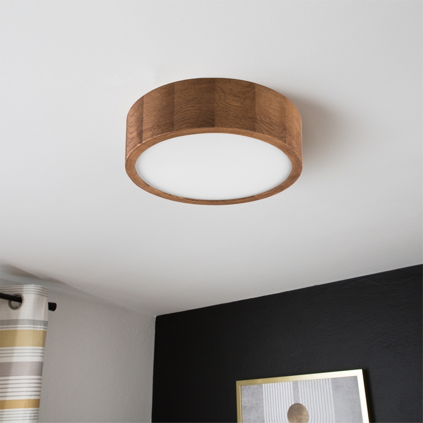 Brilagi - LED RGBW zatemnjiva stropna svetilka CARVALHO 1xE27/9W/230V 2700-6500K Wi-Fi hrast, premer 27,5 cm