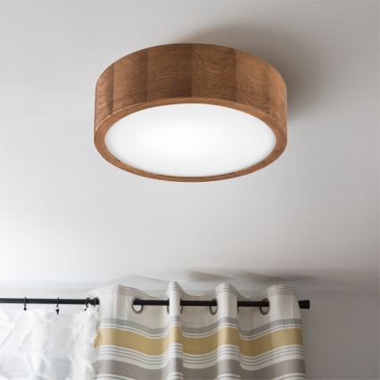 Brilagi - LED RGBW zatemnjiva stropna svetilka CARVALHO 1xE27/9W/230V 2700-6500K Wi-Fi hrast, premer 27,5 cm