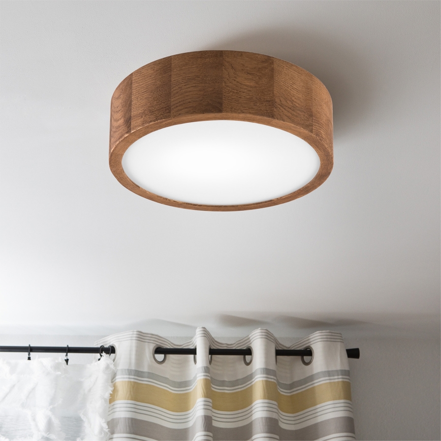 Brilagi - LED RGBW zatemnjiva stropna svetilka CARVALHO 1xE27/9W/230V 2700-6500K Wi-Fi hrast, premer 27,5 cm
