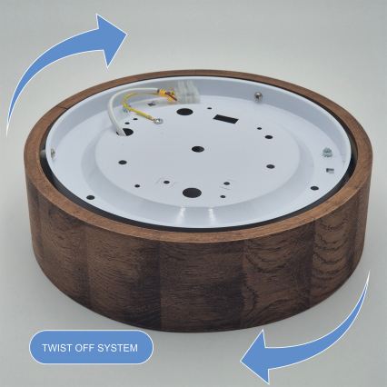 Brilagi - LED RGBW zatemnjiva stropna svetilka CARVALHO 1xE27/9W/230V 2700-6500K Wi-Fi hrast, premer 27,5 cm