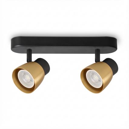 Brilagi - LED RGBW zatemnjiva točkovna svetilka NUGGET 2xGU10/4,8W/230V 3000K črna/zlata + daljinski upravljalnik