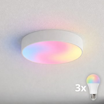 Brilagi - LED RGBW zatemnjiva kopalniška stropna svetilka CLARE 3xE27/9W/230V 2700-6500K, premer 40 cm, IP54, Wi-Fi, bela