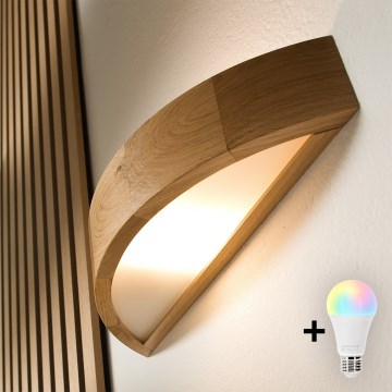 Brilagi - LED RGBW zatemnjiva stenska svetilka CARVALHO 1xE27/9W/230V 2700-6500K Wi-Fi hrast