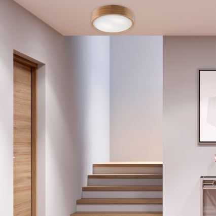 Brilagi - LED RGBW stropna svetilka CARVALHO z zatemnitvijo 2xE27/15W/230V 2700-6500K Wi-Fi hrast premer 37,5 cm