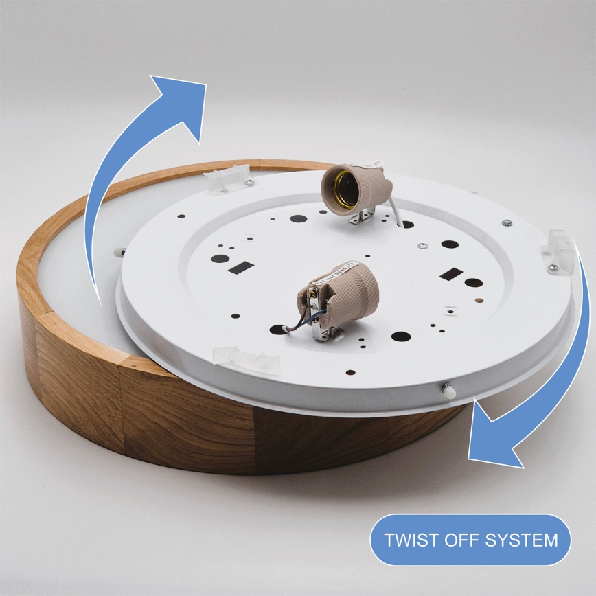 Brilagi - LED RGBW stropna svetilka CARVALHO z zatemnitvijo 2xE27/15W/230V 2700-6500K Wi-Fi hrast premer 37,5 cm