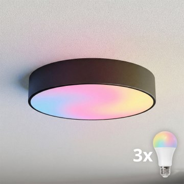 BRILAGI - LED RGBW zatemnjiva stropna svetilka CLARE 3xE27/12W/230V 2700–6500K, premer 40 cm, Wi‑Fi, črna