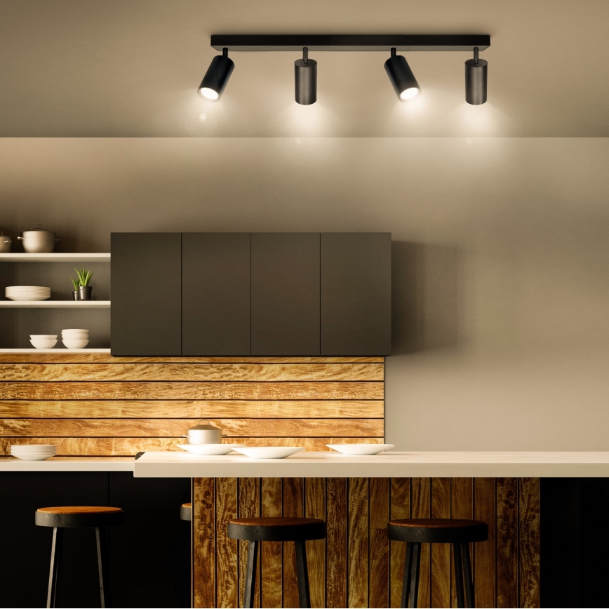 Brilagi - LED RGBW vgradno spot svetilo SELE 4xGU10/6W/230V 3000K v črni, z možnostjo zatemnitve + daljinski upravljalnik