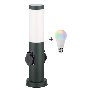 Brilagi - LED RGBW zatemnjiva zunanja svetilka z 2 vtičnicama, 1xE27/9W/230V, 2700-6500K, IP44, 40 cm, antracit