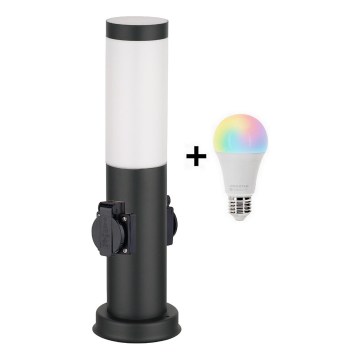 Brilagi - LED RGBW zatemnjiva zunanja svetilka z 2 vtičnicama NOVA 1xE27/9W/230V 2700-6500K IP44 40 cm črna