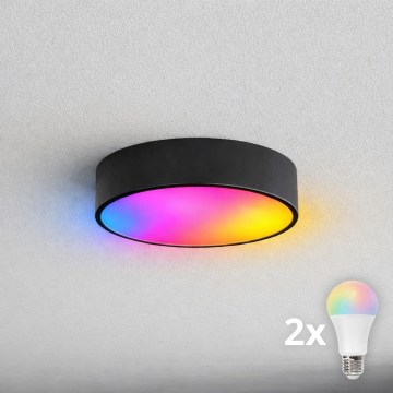 BRILAGI - LED RGBW zatemnjivo kopalniško stropno svetilo CLARE, 2xE27/12W/230V, 2700–6500K, premer 30 cm, IP54, Wi‑Fi, črno