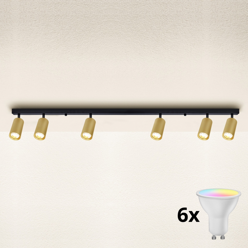 Brilagi - LED RGBW zatemnjivo točkovno svetilo SELE GOLDEN 6xGU10/6,5W/230V 2700-6500K črna/zlata