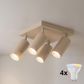 Brilagi - LED RGBW zatemnjivo točkovno svetilo SELE SQUARE 4xGU10/6,5W/230V 2700-6500K bež