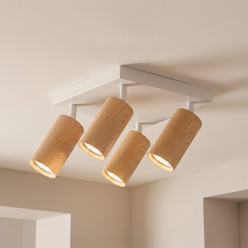 Brilagi - LED RGBW zatemnljivo točkovno svetilo SELE SQUARE 4xGU10/6,5W/230V 2700-6500K bela/dekor hrasta