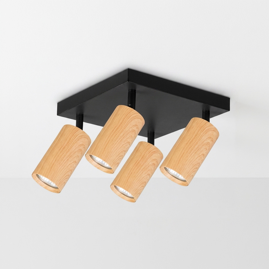 Brilagi - LED RGBW Zatemnljivo točkovno svetilo SELE SQUARE 4xGU10/6,5W/230V 2700-6500K črna/dekor hrasta