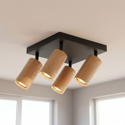 Brilagi - LED RGBW Zatemnljivo točkovno svetilo SELE SQUARE 4xGU10/6,5W/230V 2700-6500K črna/dekor hrasta
