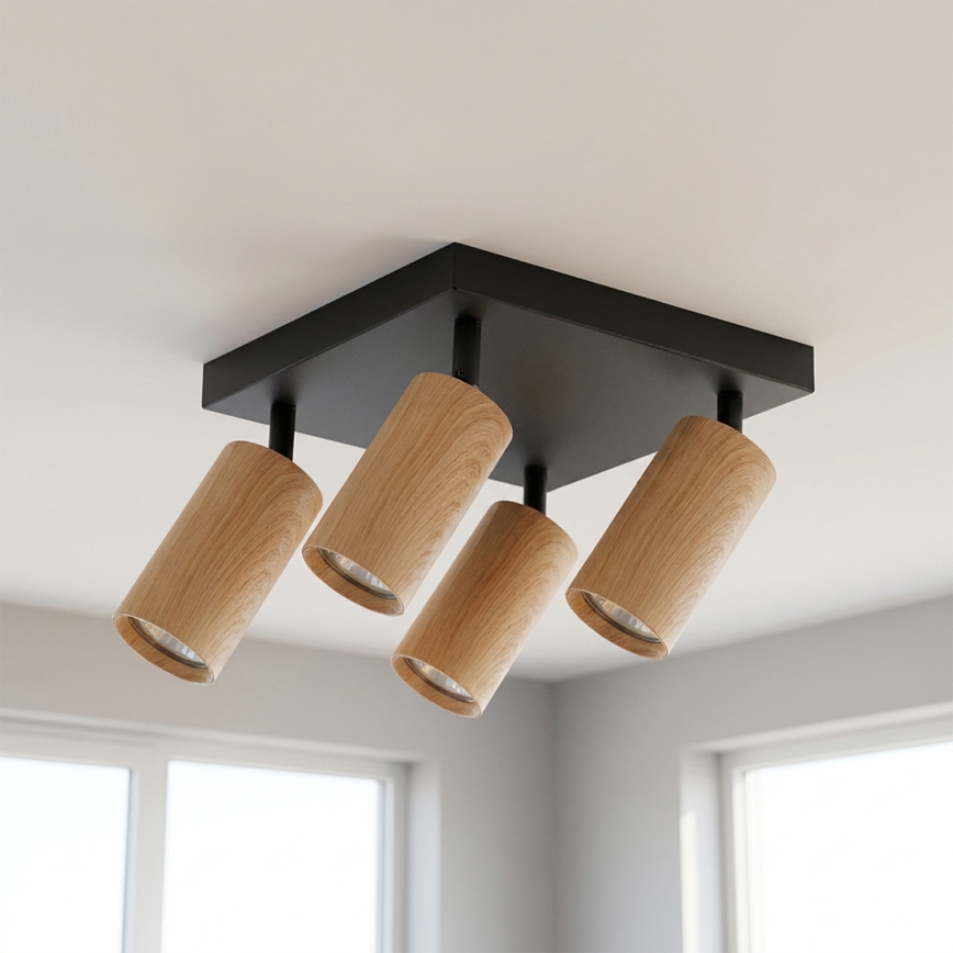 Brilagi - LED RGBW Zatemnljivo točkovno svetilo SELE SQUARE 4xGU10/6,5W/230V 2700-6500K črna/dekor hrasta