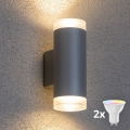 Brilagi - LED RGBW zatemnjivo zunanje stensko svetilo MATERA 2xGU10/4,8W/230V 3000K IP54 siva + daljinski upravljalnik