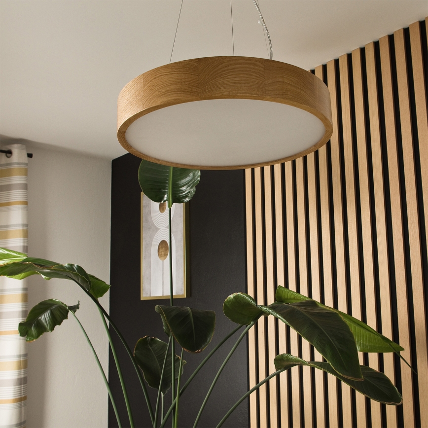 Brilagi - LED RGBW zatemnljiv viseči lestenec CARVALHO na jeklenem lanku 3xE27/9W/230V 2700-6500K Wi-Fi hrast, premer 47,5 cm