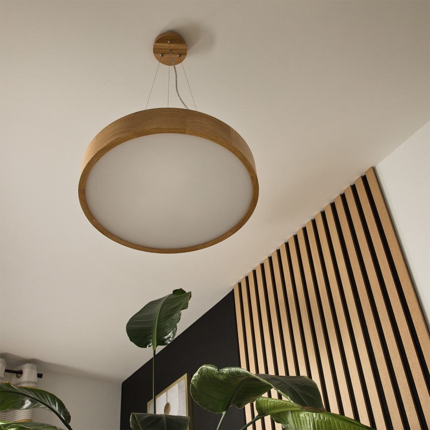 Brilagi - LED RGBW zatemnljiv viseči lestenec CARVALHO na jeklenem lanku 3xE27/9W/230V 2700-6500K Wi-Fi hrast, premer 47,5 cm