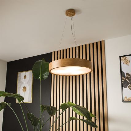 Brilagi - LED RGBW zatemnljiv viseči lestenec CARVALHO na jeklenem lanku 3xE27/9W/230V 2700-6500K Wi-Fi hrast, premer 47,5 cm