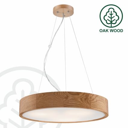 Brilagi - LED RGBW zatemnljiv viseči lestenec CARVALHO na jeklenem lanku 3xE27/9W/230V 2700-6500K Wi-Fi hrast, premer 47,5 cm