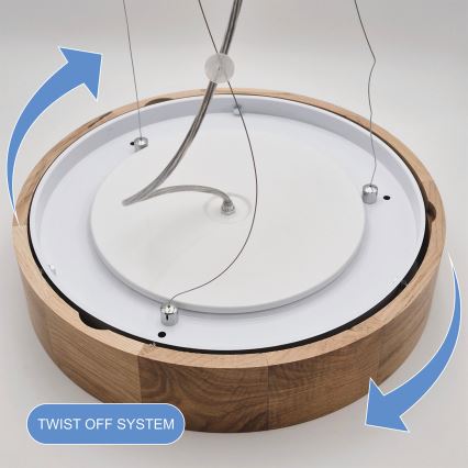 Brilagi - LED RGBW zatemnljiv viseči lestenec CARVALHO na jeklenem lanku 3xE27/9W/230V 2700-6500K Wi-Fi hrast, premer 47,5 cm